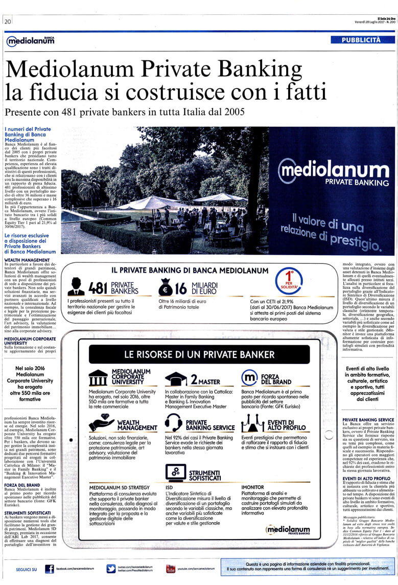 I REDAZIONALI DI BANCA MEDIOLANUM - LUGLIO 2017