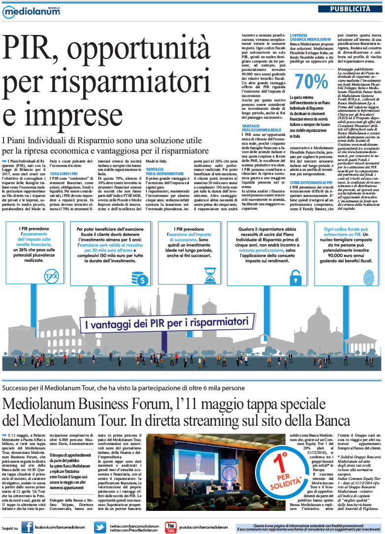 I REDAZIONALI DI BANCA MEDIOLANUM - MAGGIO 2017